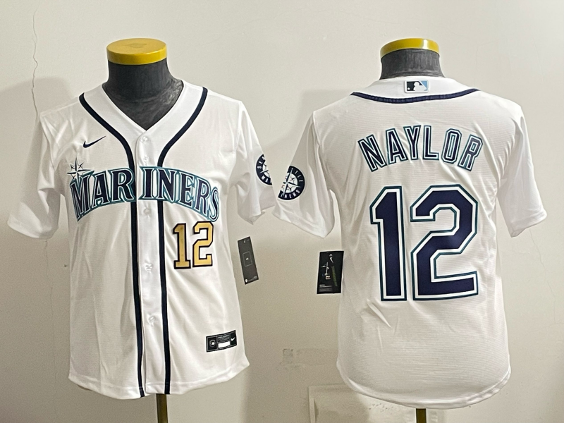 youth 2026 Seattle Mariners #12 Naylor white Nike MLB Jersey 003